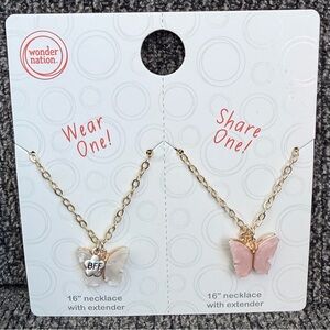 wonder nation Gold Butterfly Bestie Necklace Set - Pink & White